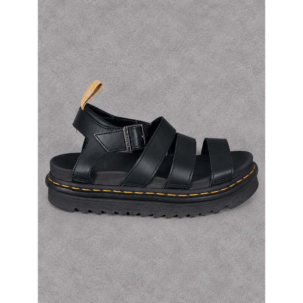 Dr Martens Blaire Sandals Womens 8 Black Leather Platform Strappy Goth Witchy